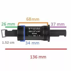 VENTURA Boitier De Pédalier 68 Mm Avec Filetage Pour Pédalier à Clavette -Sram Soldes boitier de pedalier 68 mm avec filetage pour pedalier a clavette full 2